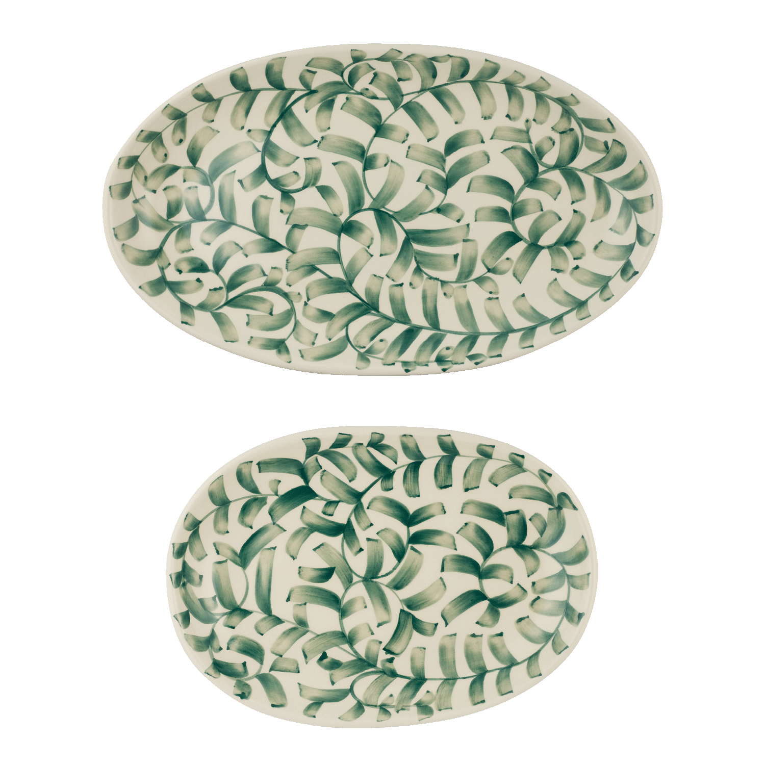 Green Scroll Serving Platters (Set of 2)