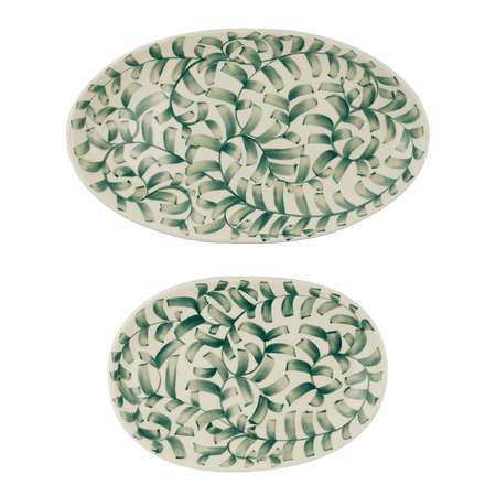 Green Scroll Serving Platters (Set of 2)
