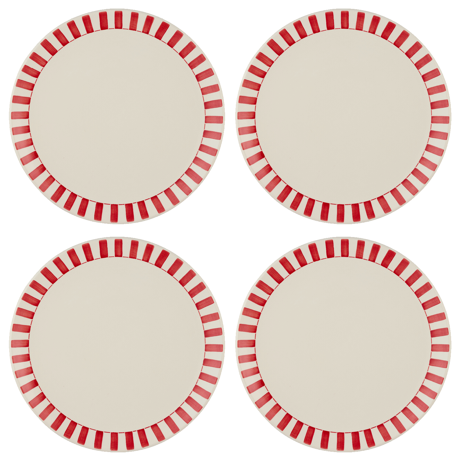 Red Stripes Dinner Plates (Set of 4)