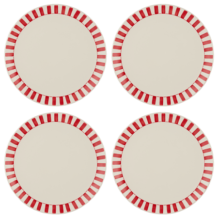 Red Stripes Dinner Plates (Set of 4)