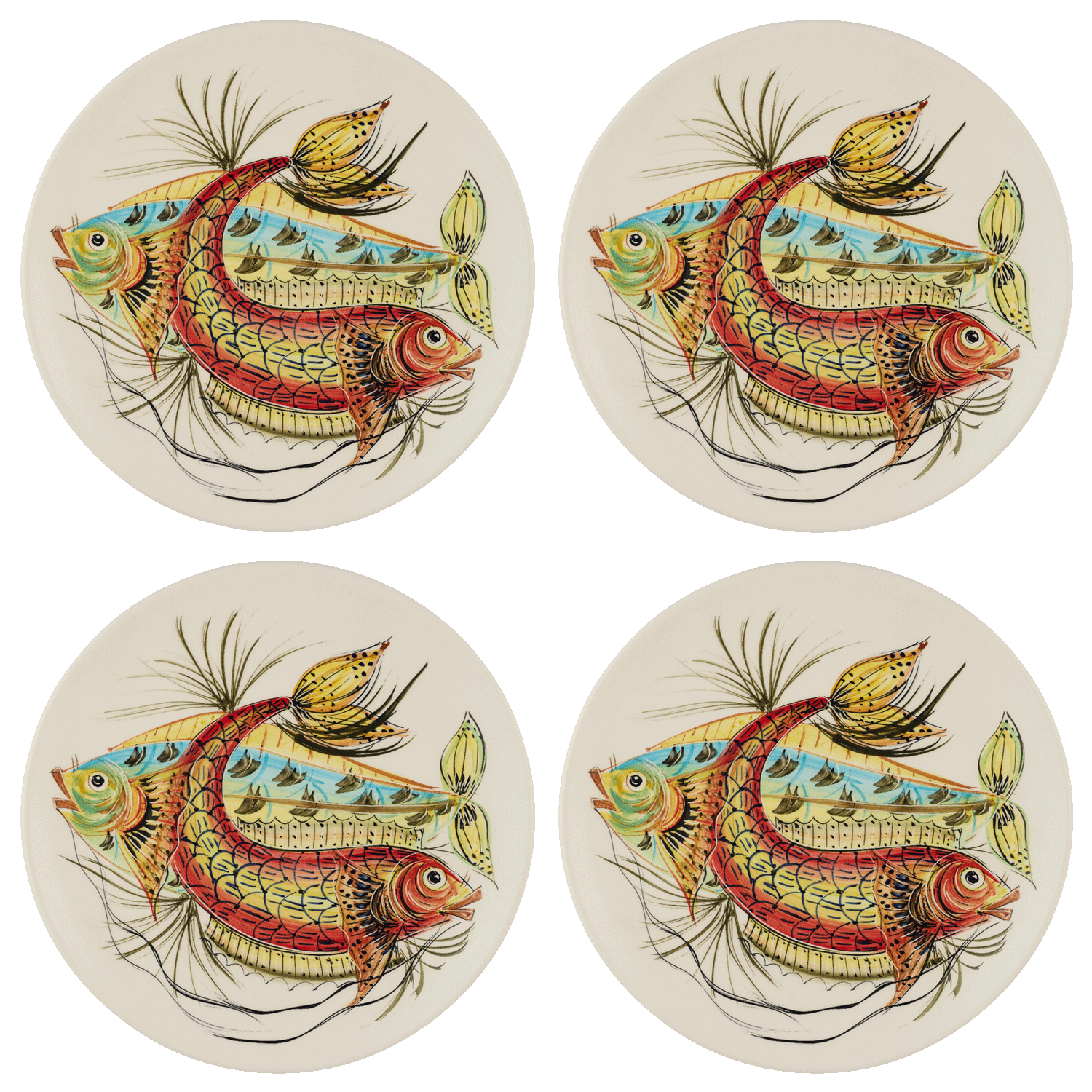Red Aldo Fish Charger Plates (Set of 4)