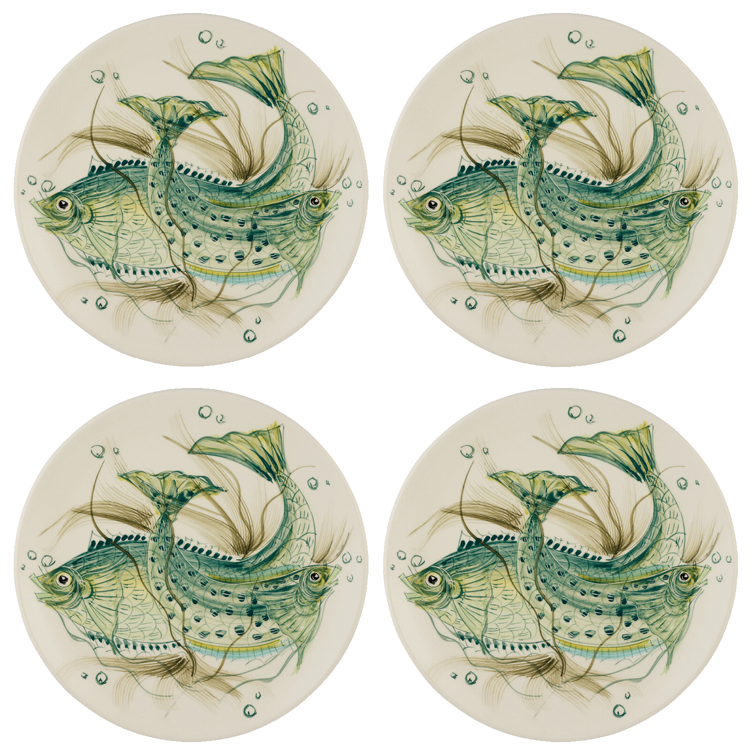 Green Aldo Fish Charger Plates (Set of 4)