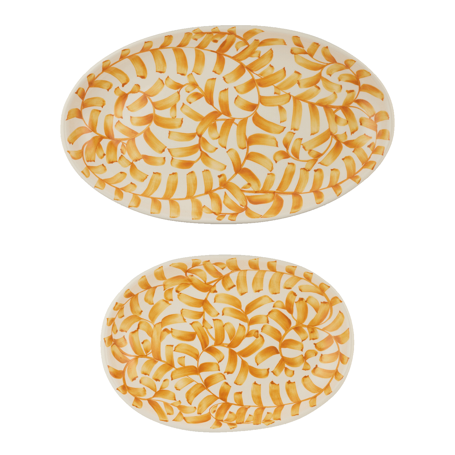 Yellow Scroll Serving Platters (Set of 2)