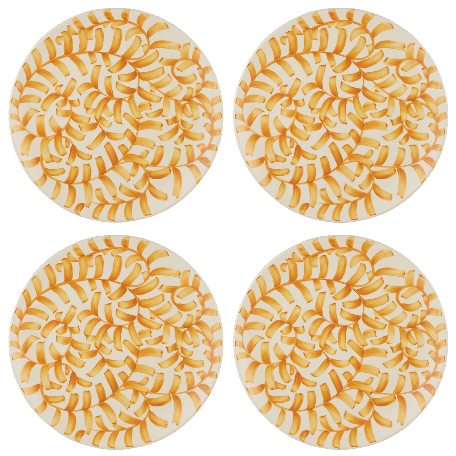 Yellow Scroll Charger Plates (Set of 4)