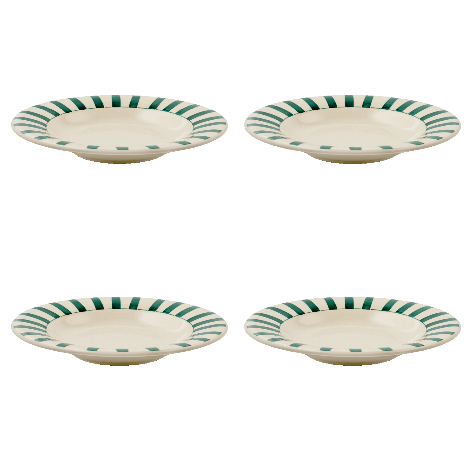 Green Stripes Pasta Plates (Set of 4)