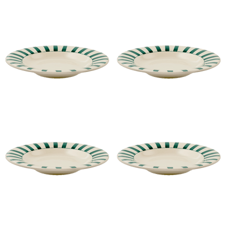 Green Stripes Pasta Plates (Set of 4)