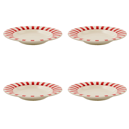 Red Stripes Pasta Plates (Set of 4)