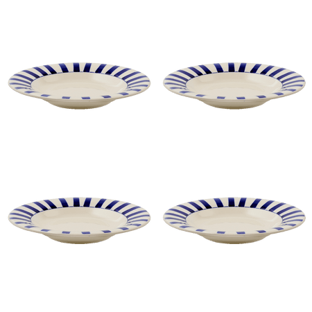 Navy Blue Stripes Pasta Plates (Set of 4)