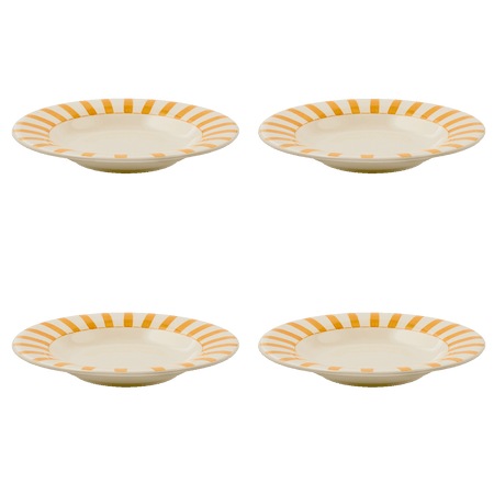 Yellow Stripes Pasta Plates (Set of 4)