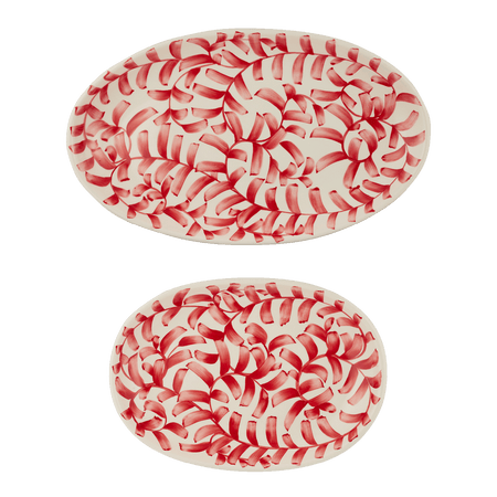 Red Scroll Serving Platters (Set of 2)