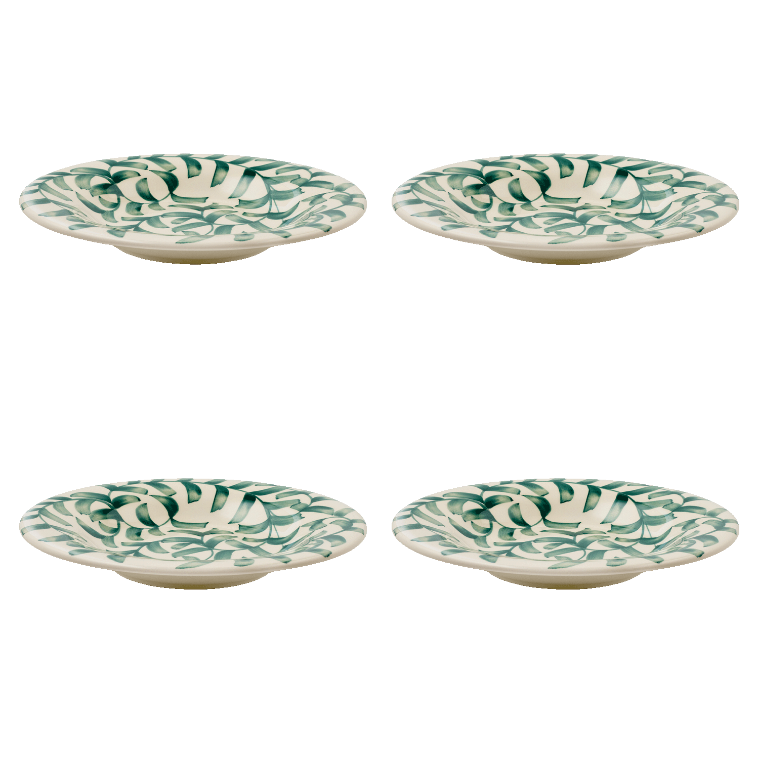 Green Scroll Pasta Plates (Set of 4)