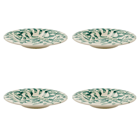 Green Scroll Pasta Plates (Set of 4)