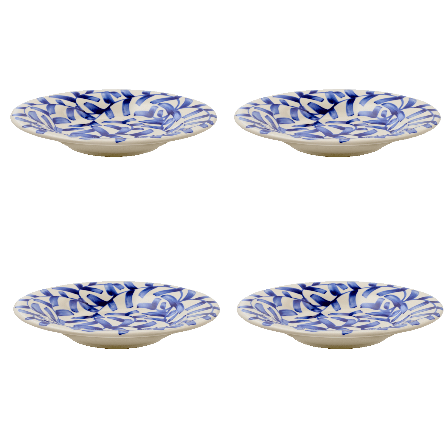 Navy Blue Scroll Pasta Plates (Set of 4)