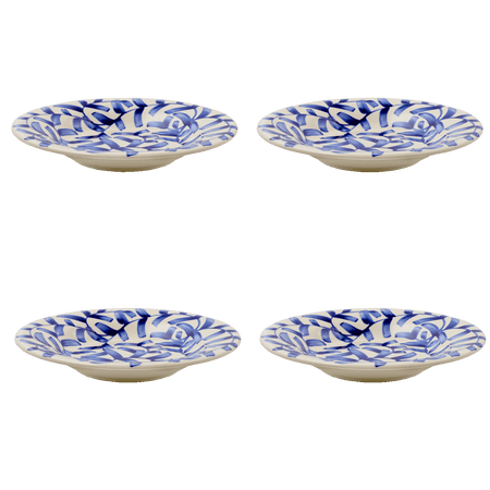 Navy Blue Scroll Pasta Plates (Set of 4)