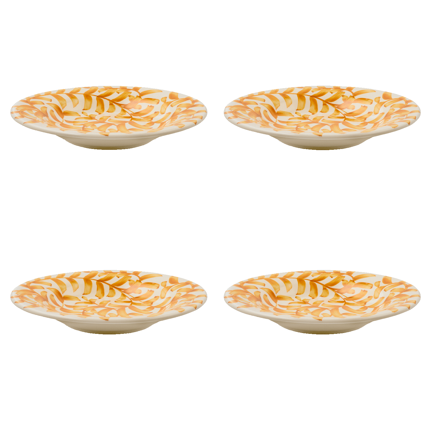 Yellow Scroll Pasta Plates (Set of 4)