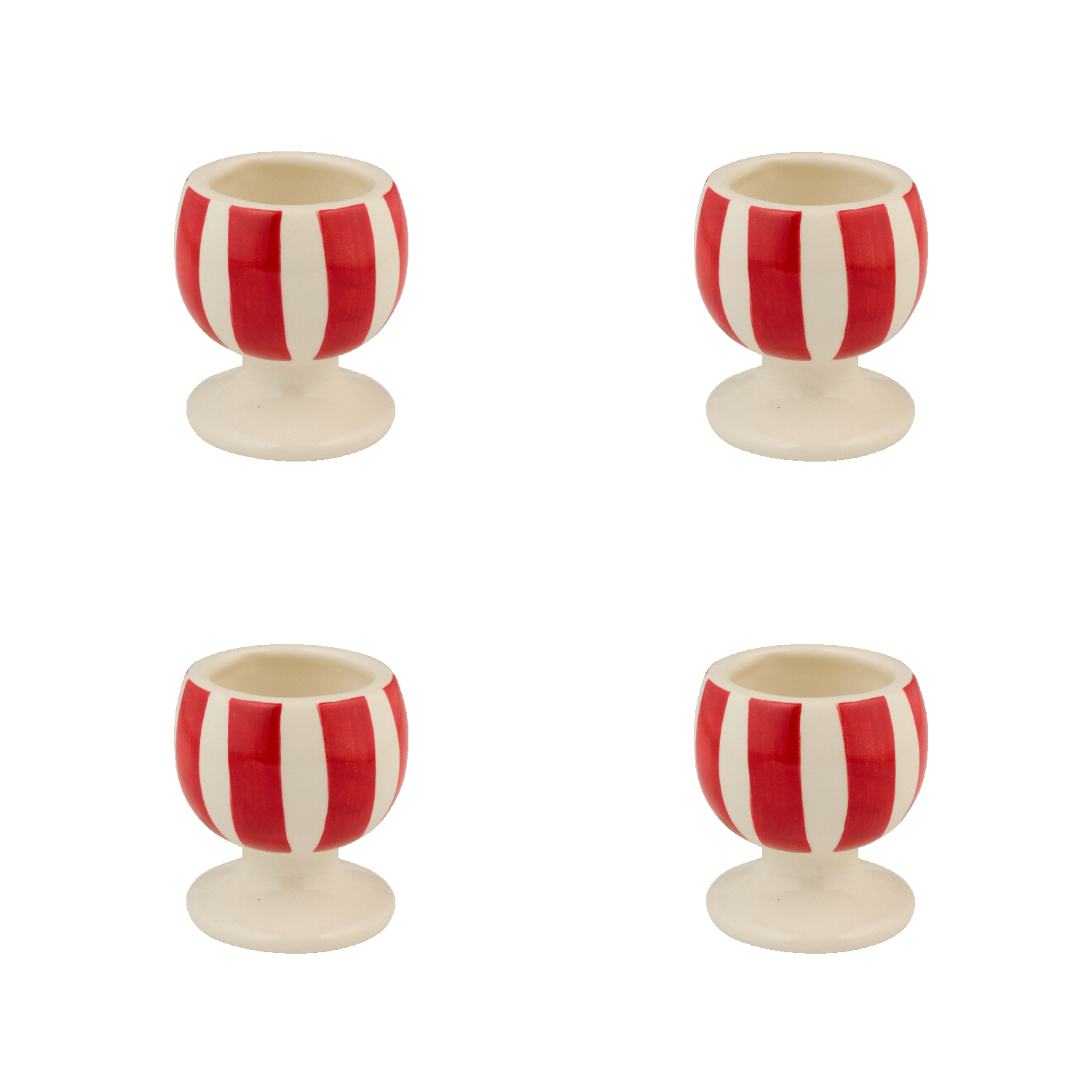 Red Stripes Egg Cups (Set of 4)