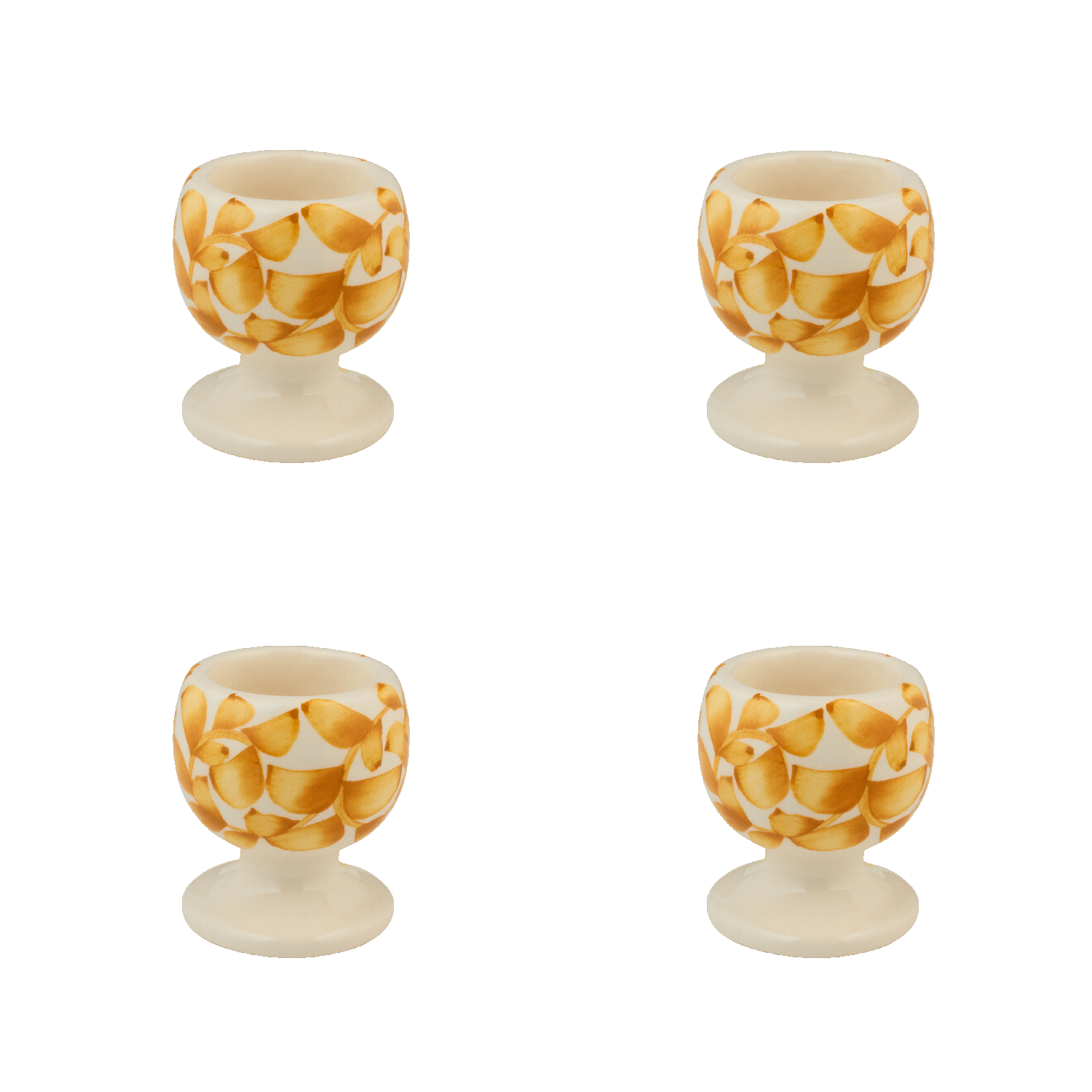 Yellow Scroll Egg Cups (Set of 4)