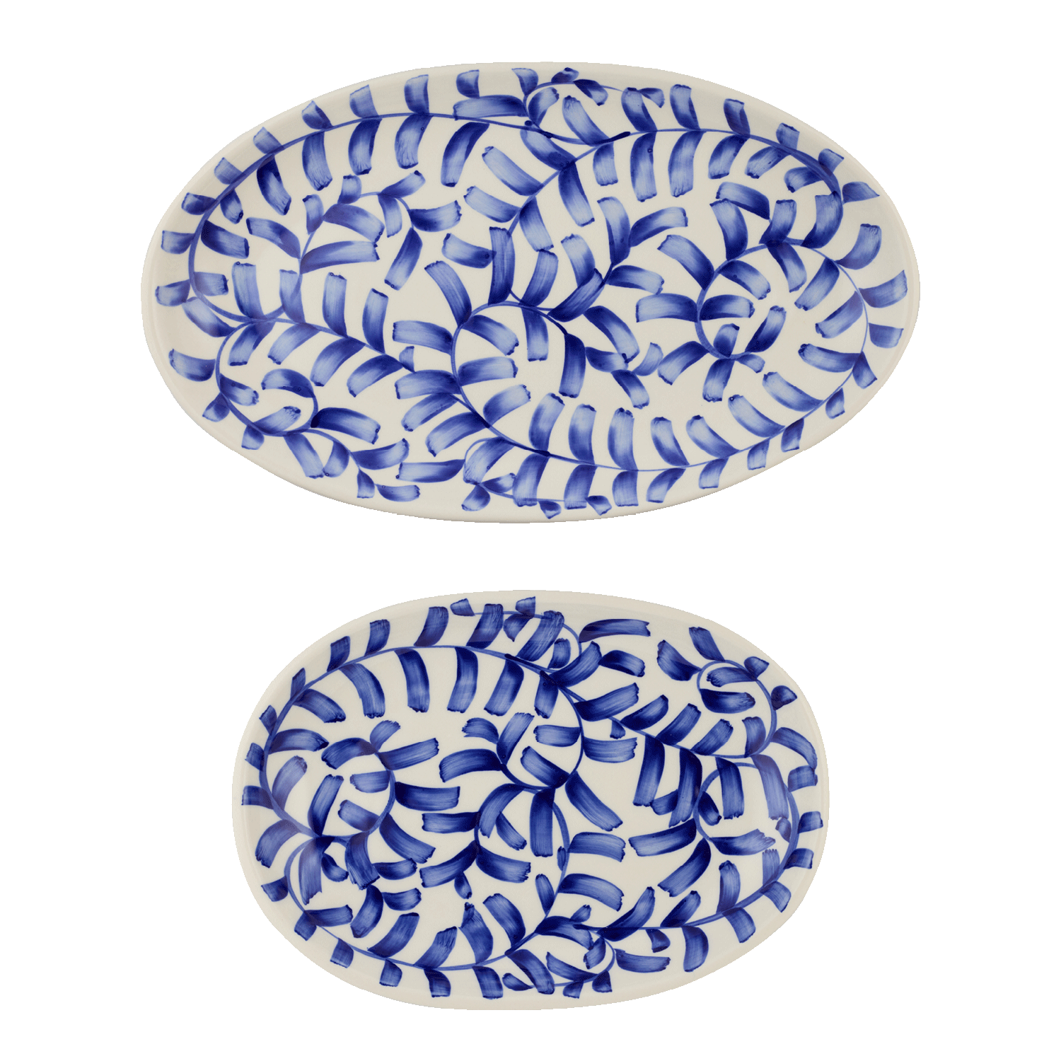 Navy Blue Scroll Serving Platters (Set of 2)