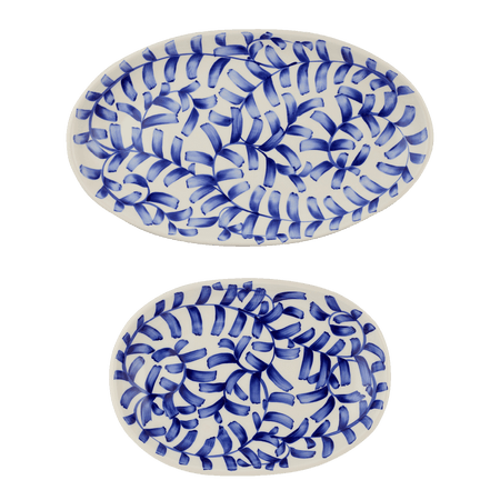 Navy Blue Scroll Serving Platters (Set of 2)