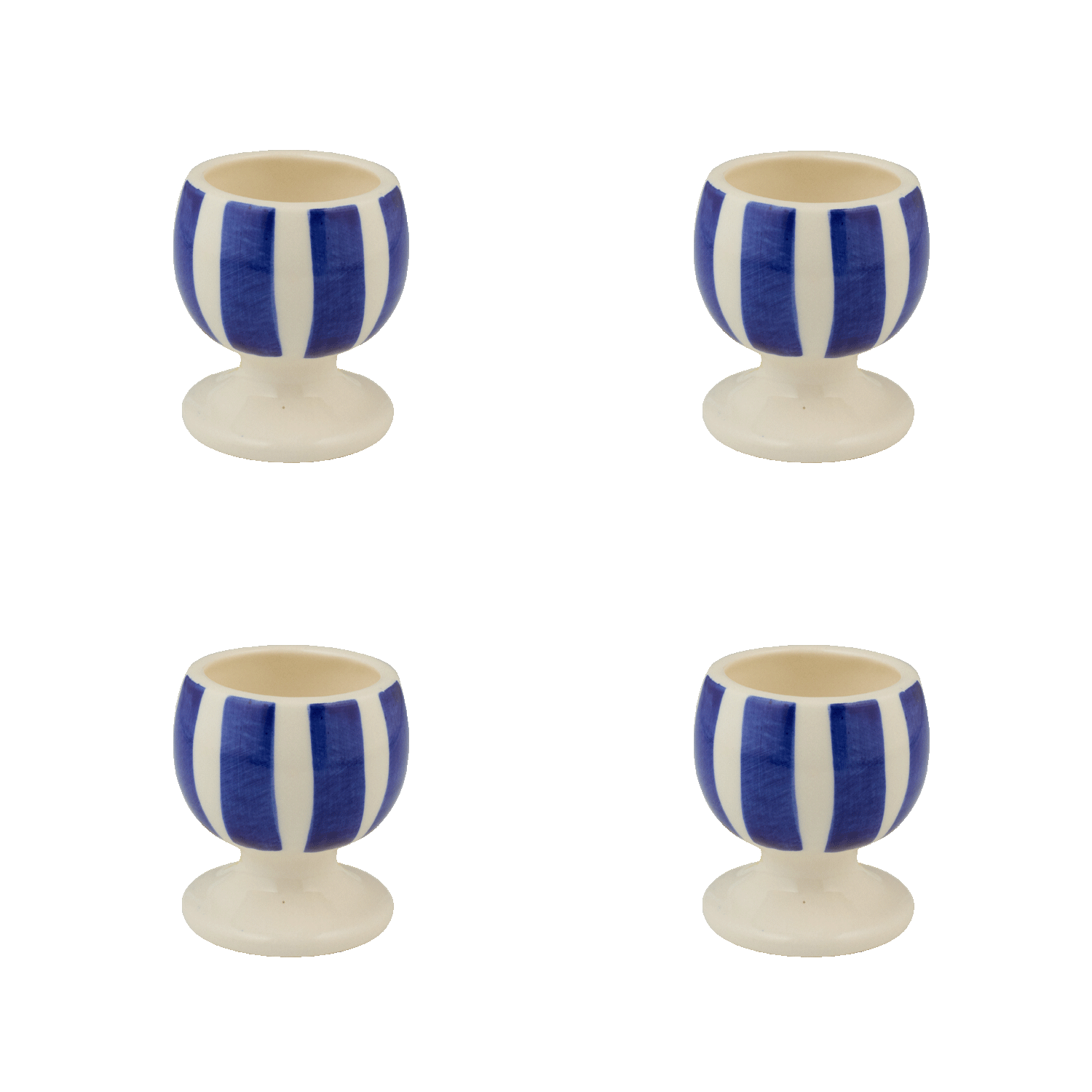 Navy Blue Stripes Egg Cups (Set of 4)