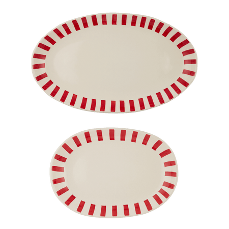 Red Stripes Serving Platters (Set of 2)