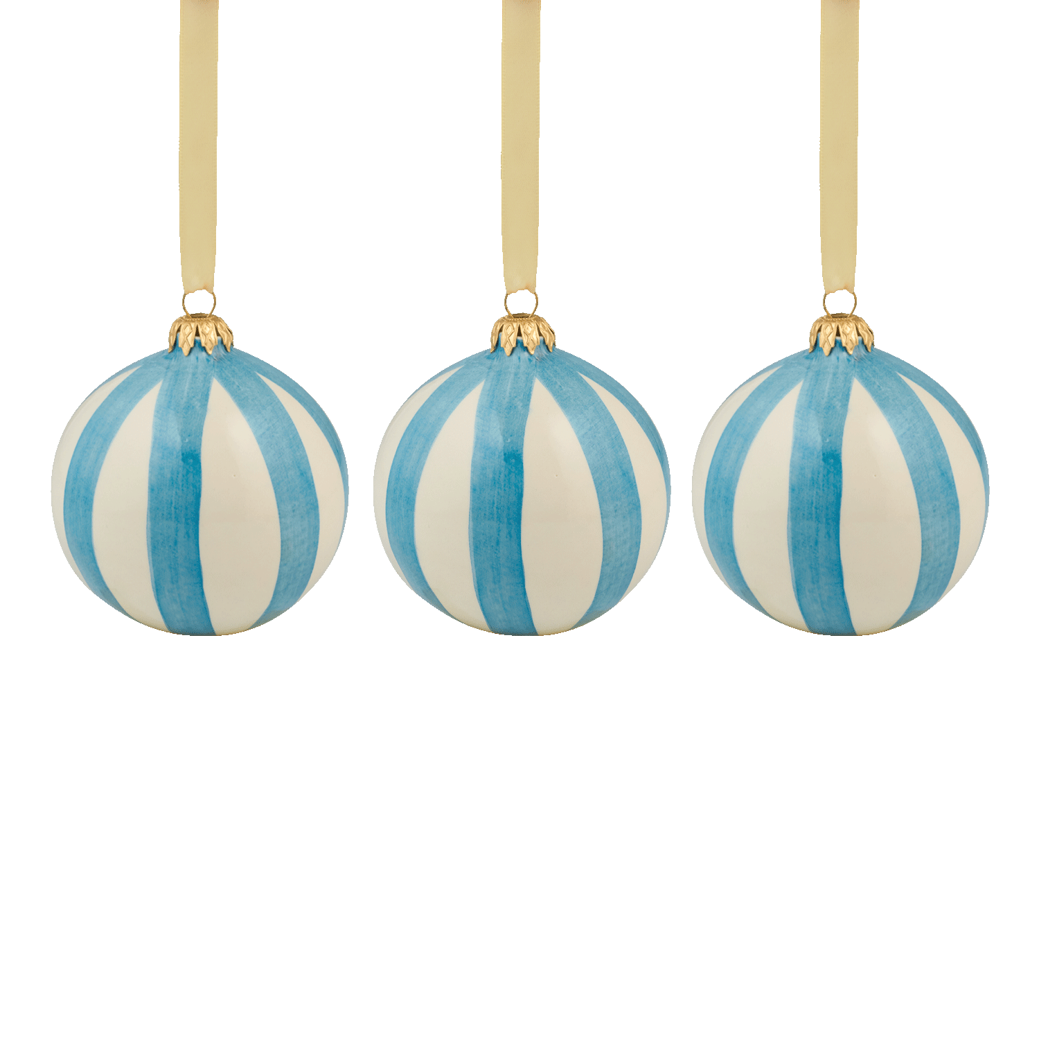 Azure Stripes Christmas Bauble (Set of 3)