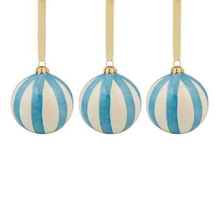 Azure Stripes Christmas Bauble (Set of 3)