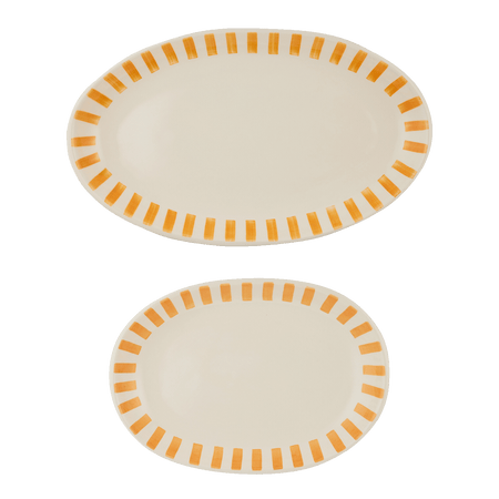 Yellow Stripes Serving Platters (Set of 2)