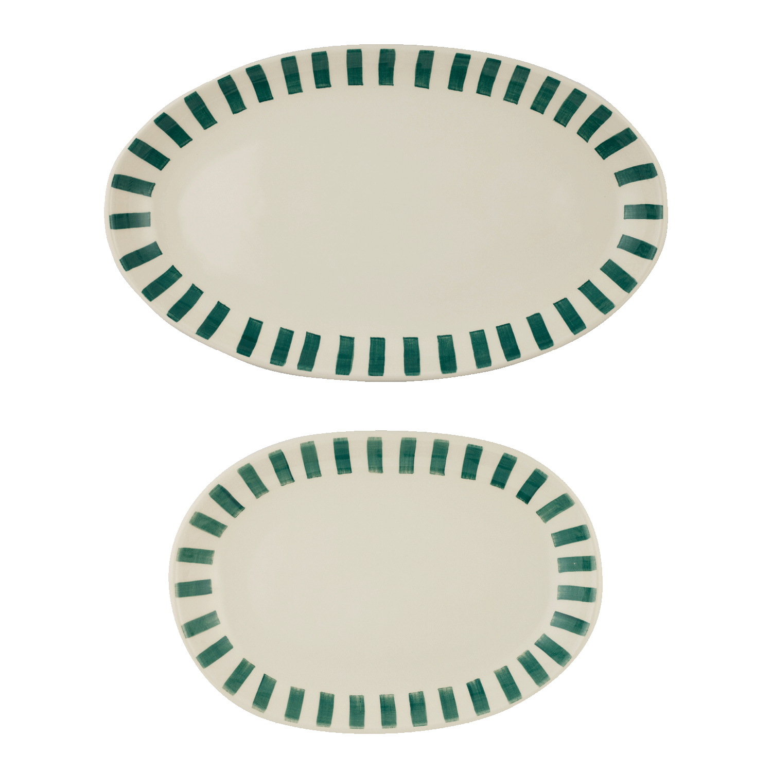 Green Stripes Serving Platters (Set of 2)