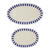 Navy Blue Stripes Serving Platters (Set of 2)