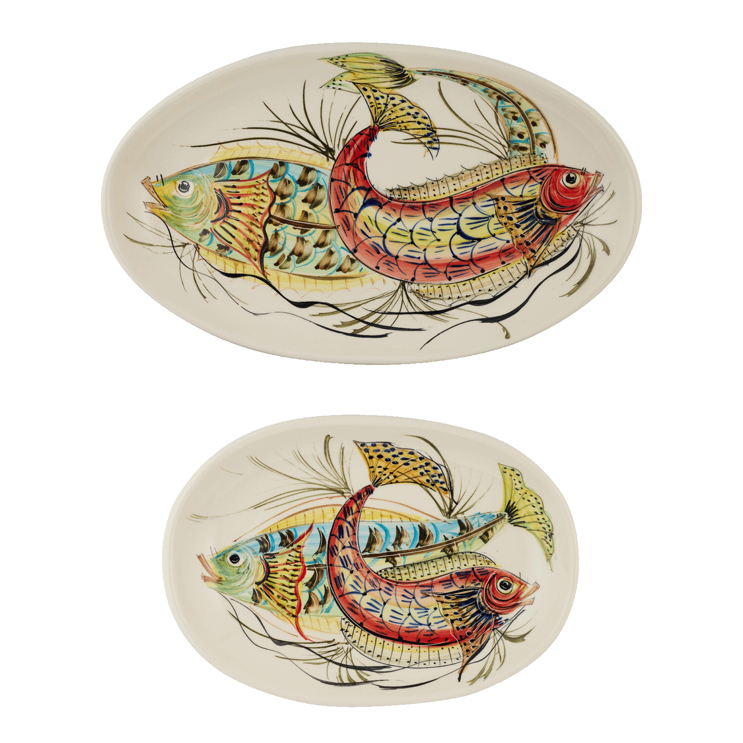 Red Aldo Fish Serving Platters (Set of 2)