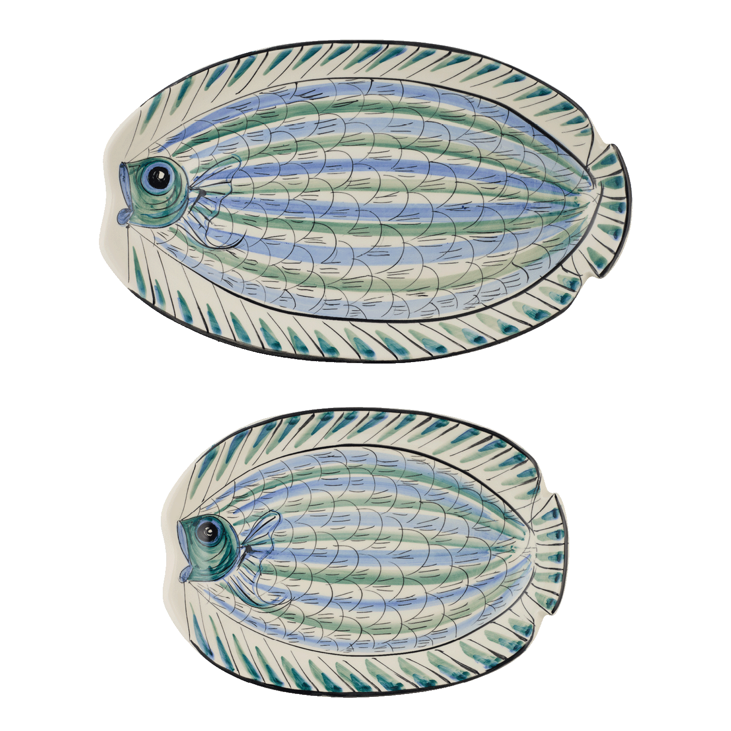 Blue Romina Fish Serving Platters (Set of 2)