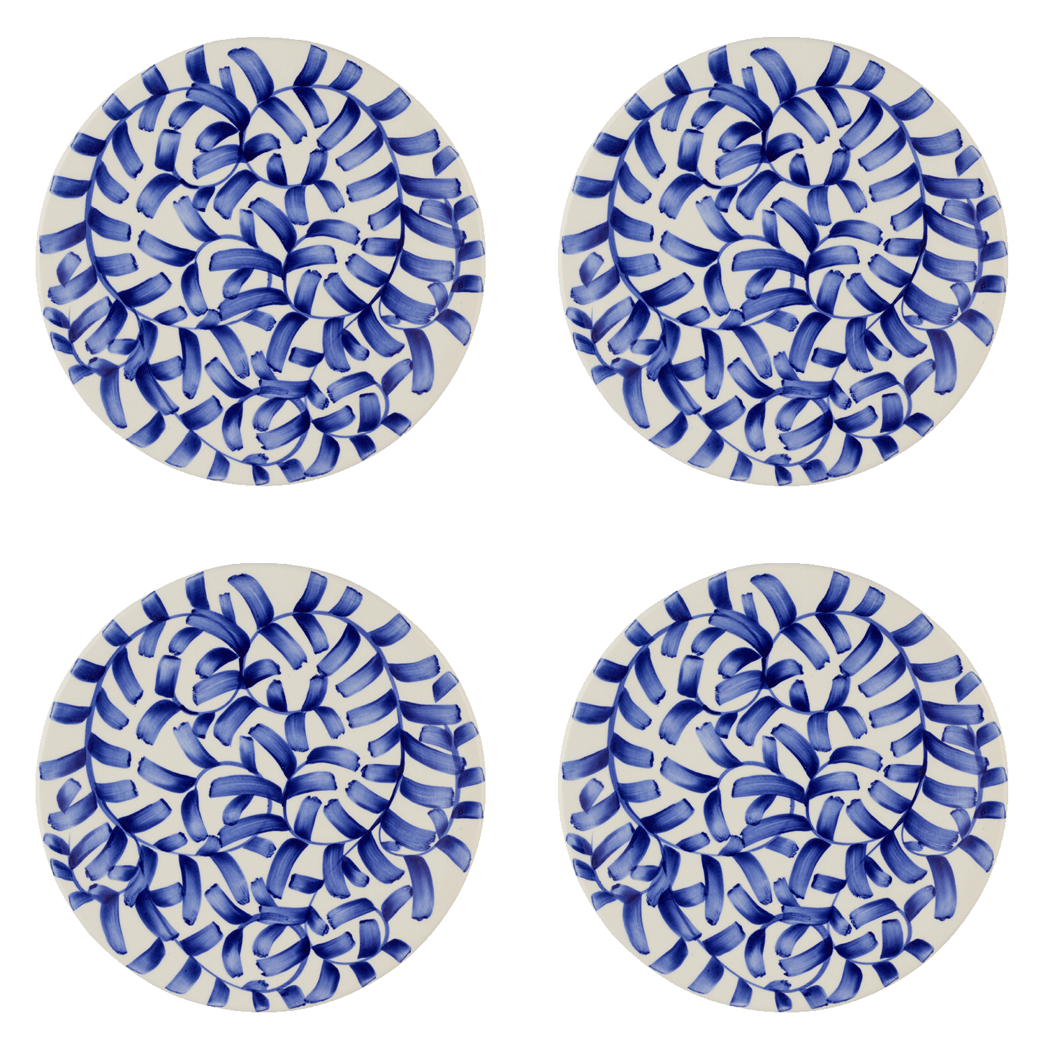 Navy Blue Scroll Dinner Plates (Set of 4)