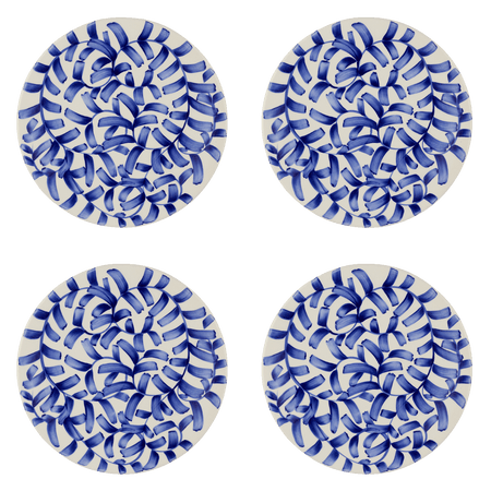 Navy Blue Scroll Dinner Plates (Set of 4)