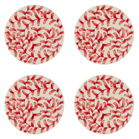 Red Scroll Dinner Plates (Set of 4)