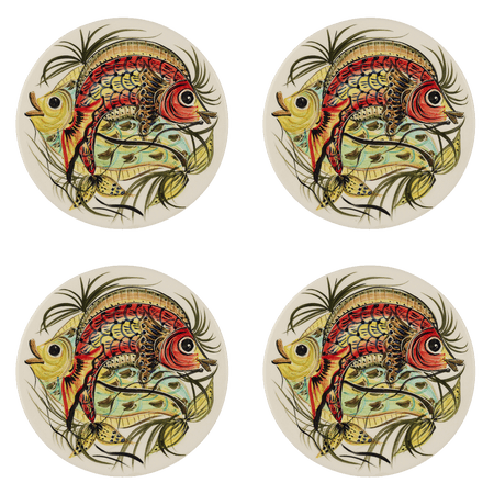 Red Aldo Fish Dinner Plates (Set of 4)