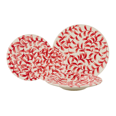 Red Scroll Dinner Set (16 Piece)