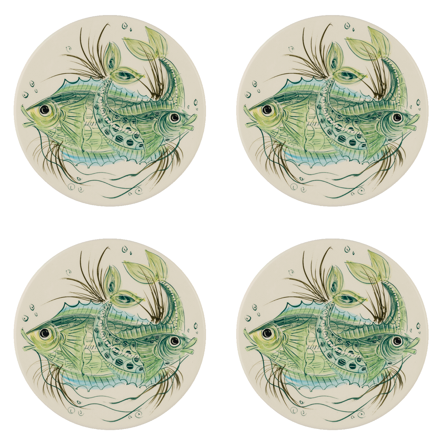 Green Aldo Fish Dinner Plates (Set of 4)
