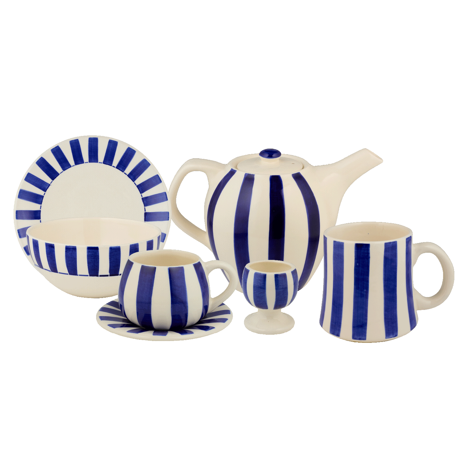 Navy Blue Stripes Breakfast Set (25 Piece)