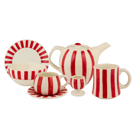 Red Stripes Breakfast Set (25 Piece)