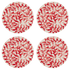 Red Scroll Pasta Plates (Set of 4)