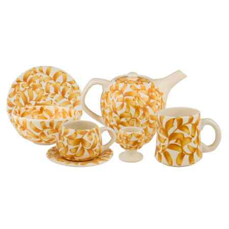 Yellow Scroll Breakfast Set (25 Piece)