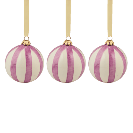 Amethyst Stripes Christmas Bauble (Set of 3)