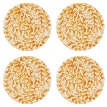 Yellow Scroll Pasta Plates (Set of 4)