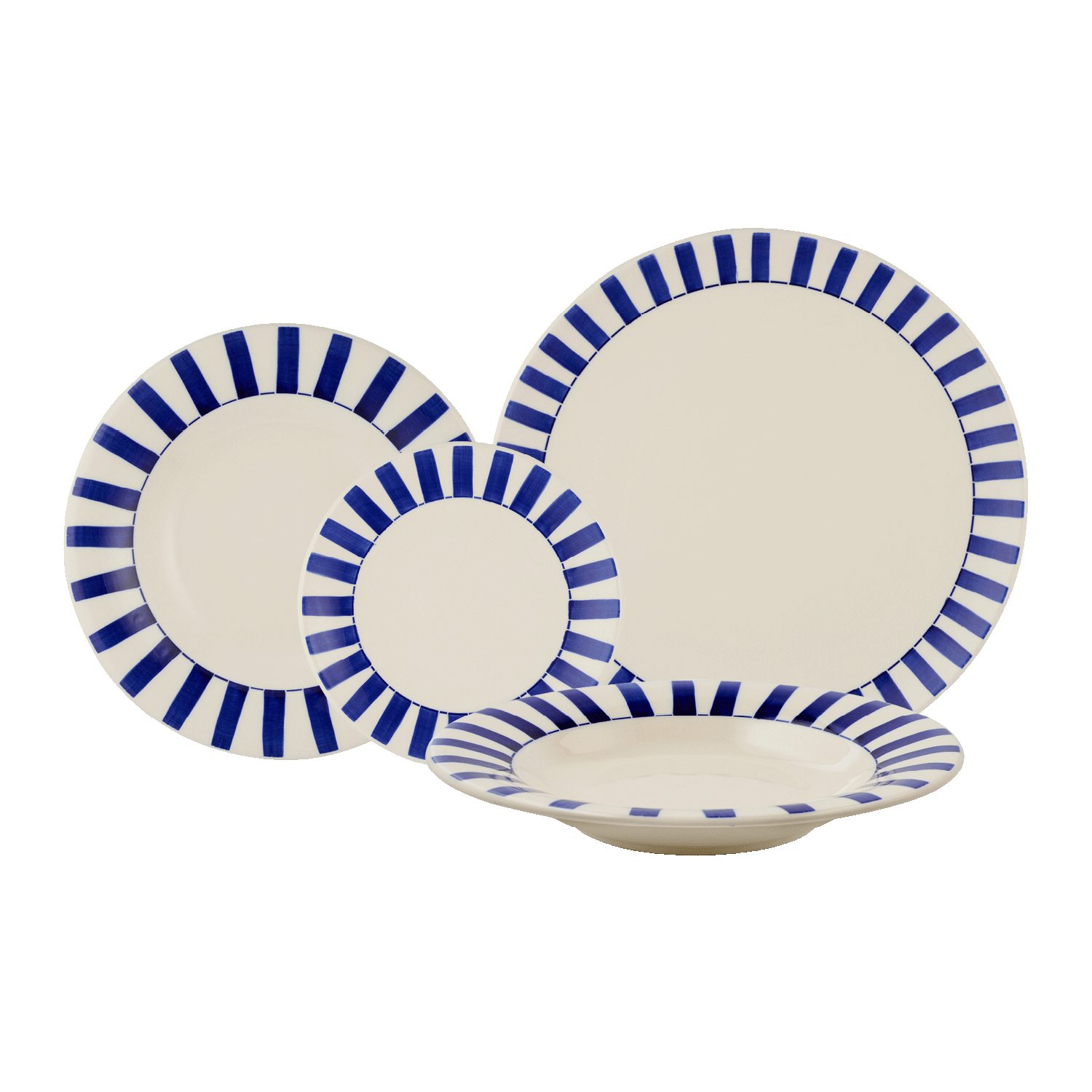 Navy Blue Stripes Dinner Set (16 Piece)