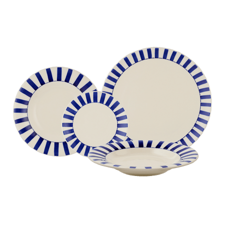 Navy Blue Stripes Dinner Set (16 Piece)