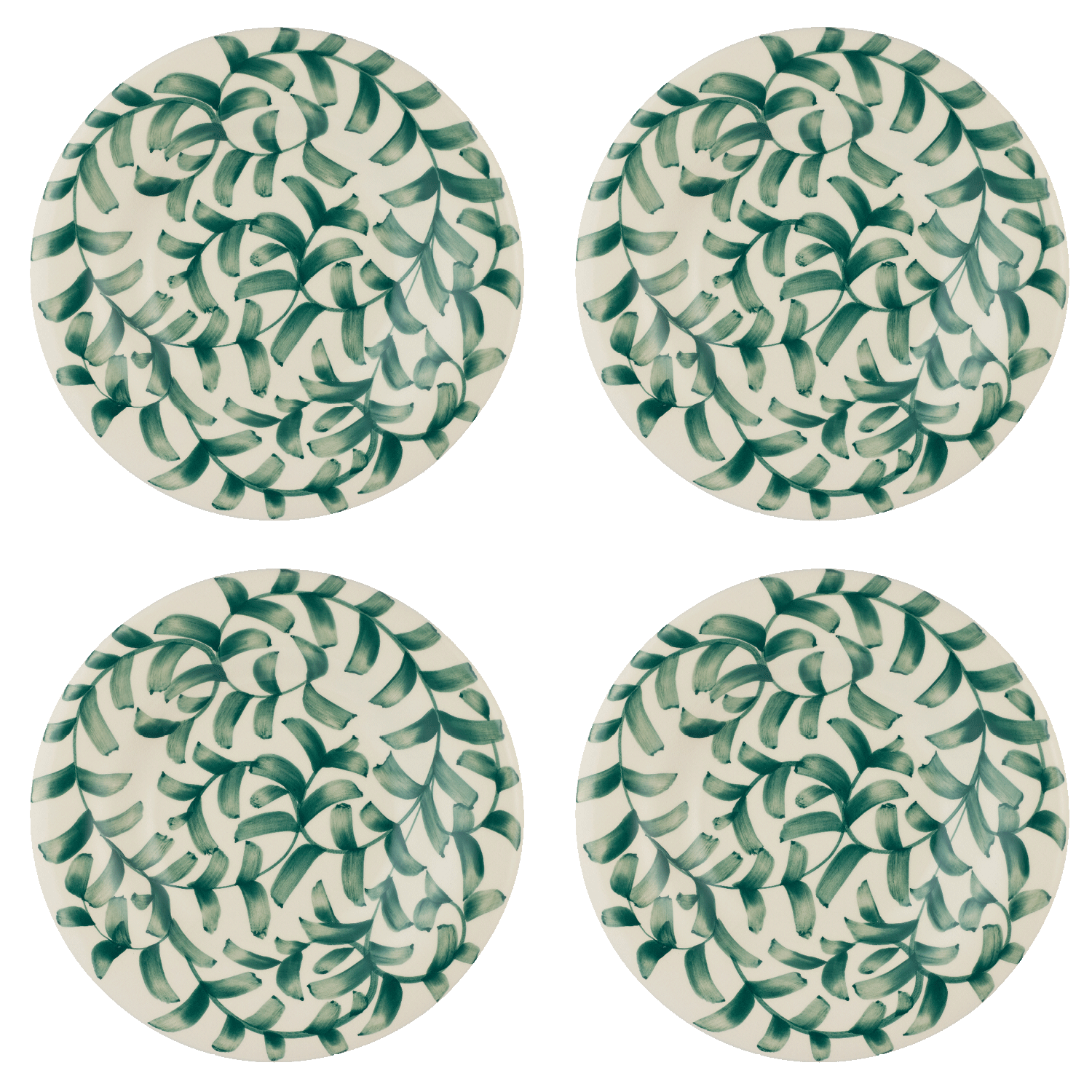 Green Scroll Pasta Plates (Set of 4)