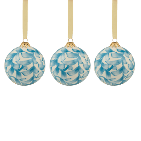 Azure Scroll Christmas Bauble (Set of 3)