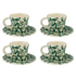 Green Scroll Espresso Cup & Saucers (Set of 4)
