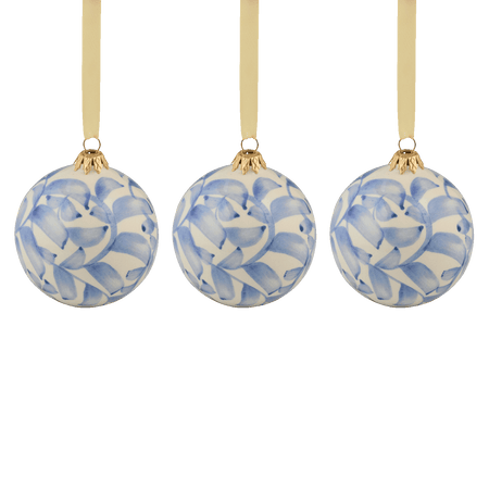 Powder Blue Scroll Christmas Bauble (Set of 3)